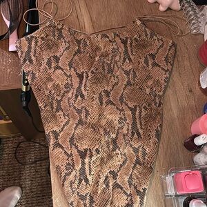 Snake print body suit w/ open back/ string back
